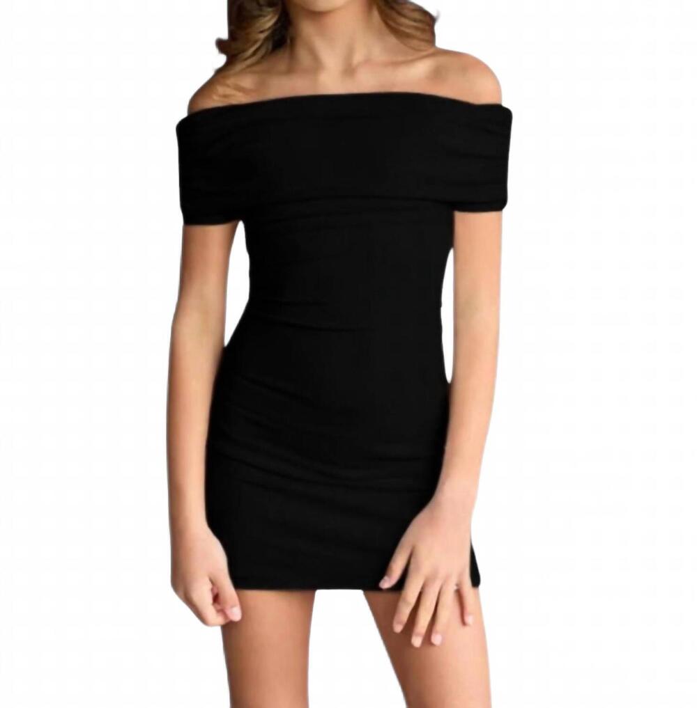 NEW KATIE J NYC young women's trish off shoulder mini dress in black